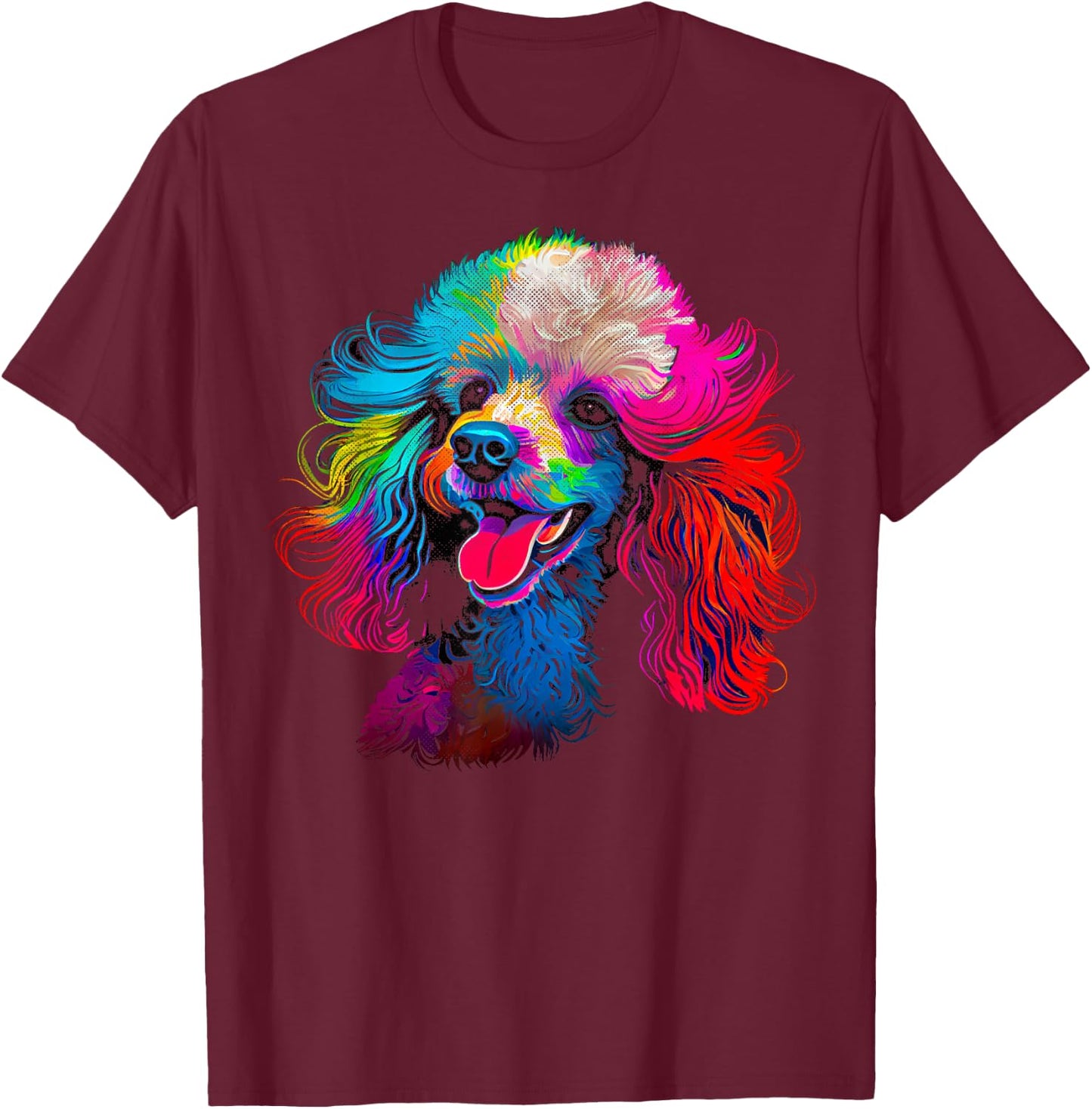 A Poodle Face Dog Black T-Shirt - T-Shirt | Maroon