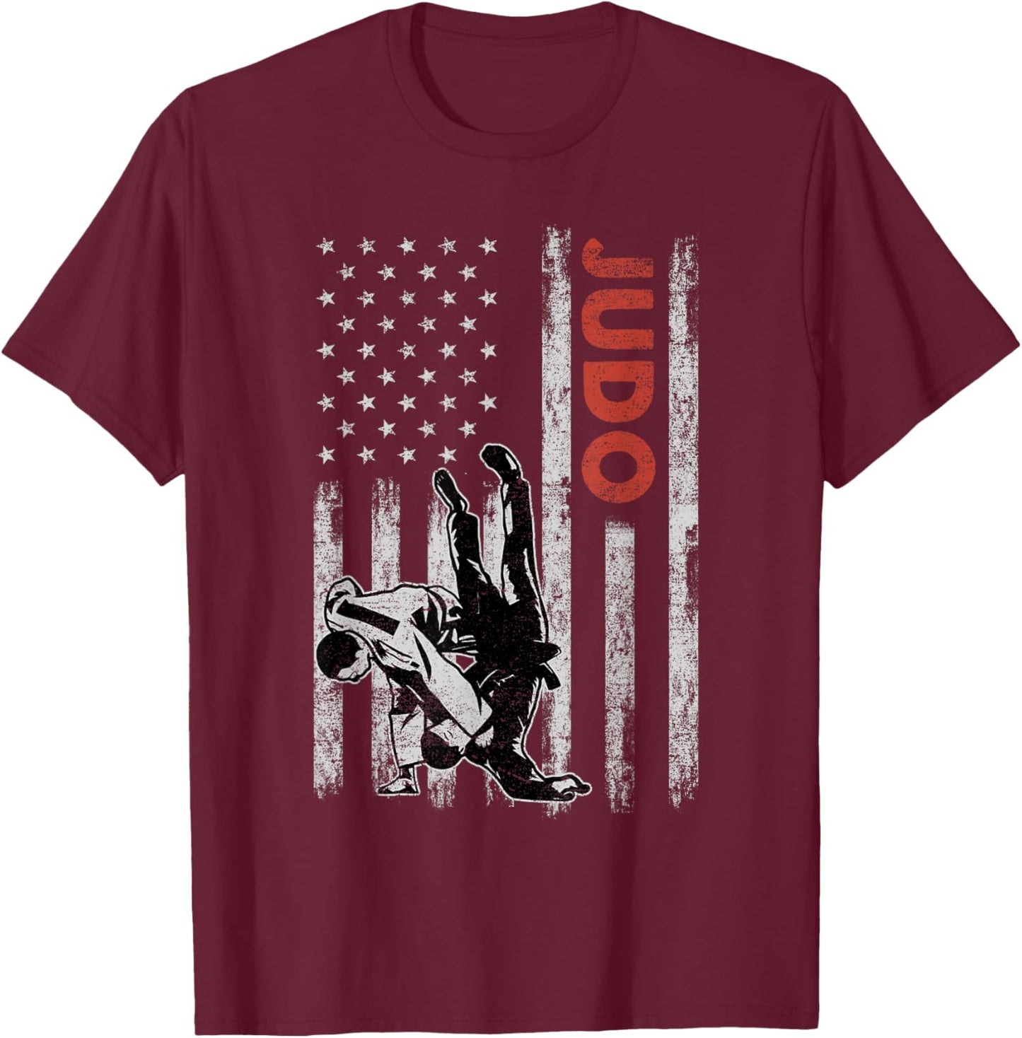 Judo Lovers Vintage American Flag 4th Of July Gift T-Shirt - T-Shirt | Maroon