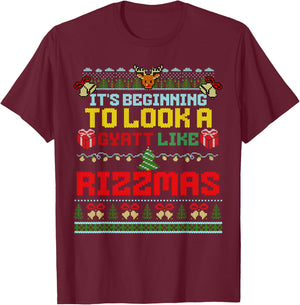 It's Beginning To Look A Gyatt Like Rizzmas Brainrot Xmas T-Shirt - T-Shirt | Maroon