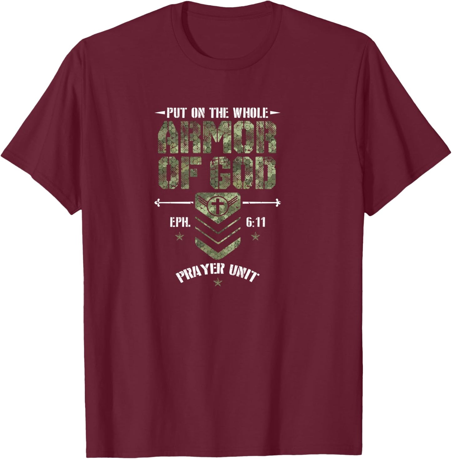 Camo Armor Of God Christians Religious Camouflage T-Shirt - T-Shirt | Maroon
