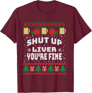 Drinking Xmas Shirt with Beer, Stitch an Knitting T-Shirt - T-Shirt | Maroon