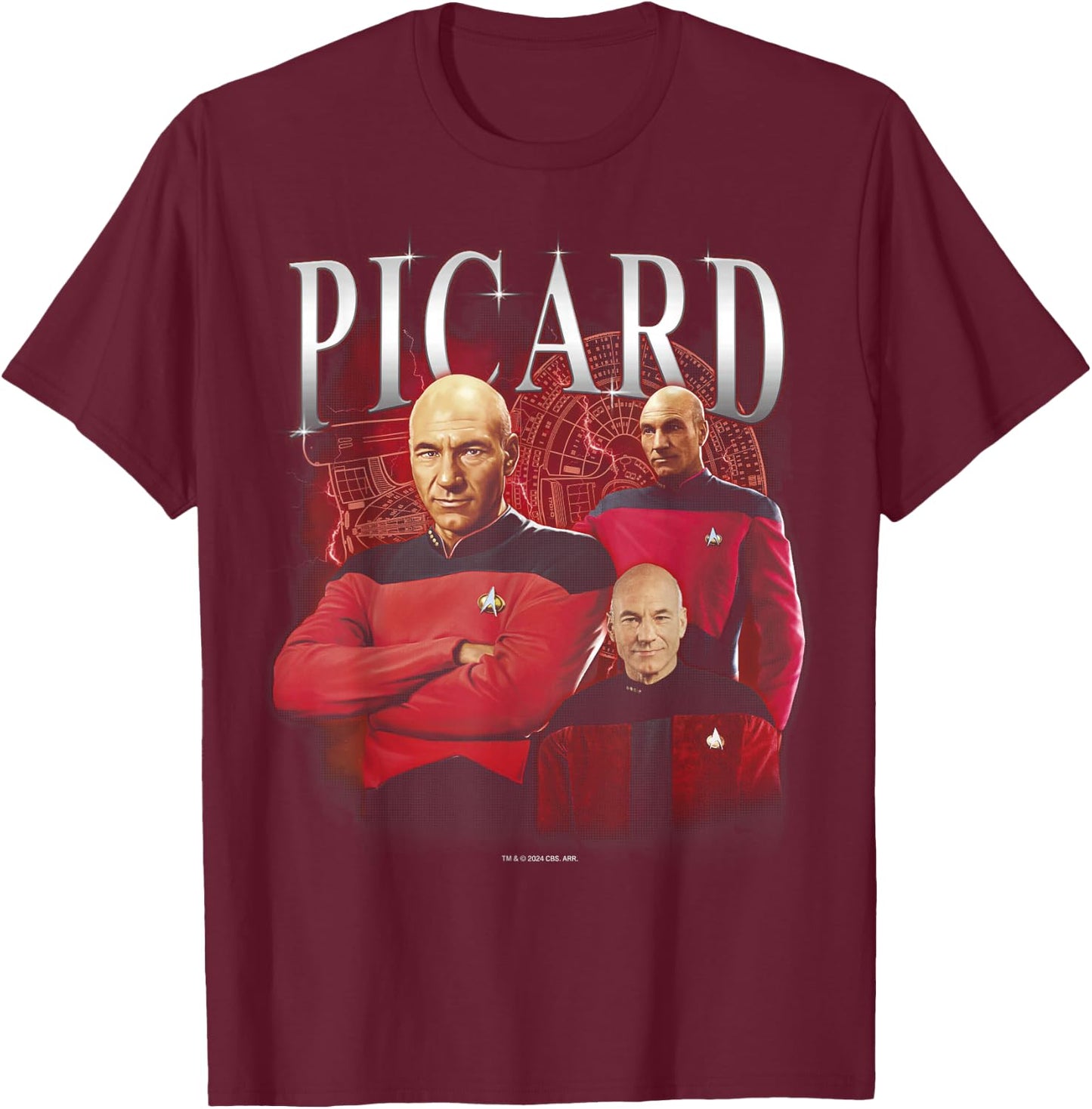 Star Trek: The Next Generation Captain Picard T-Shirt - T-Shirt | Maroon