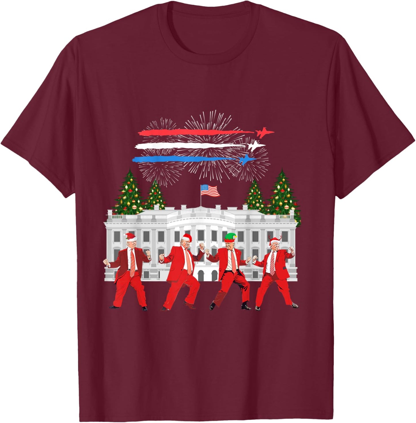 Trump Daddys Home White House Dance Make Xmas Great Again T-Shirt - T-Shirt | Maroon