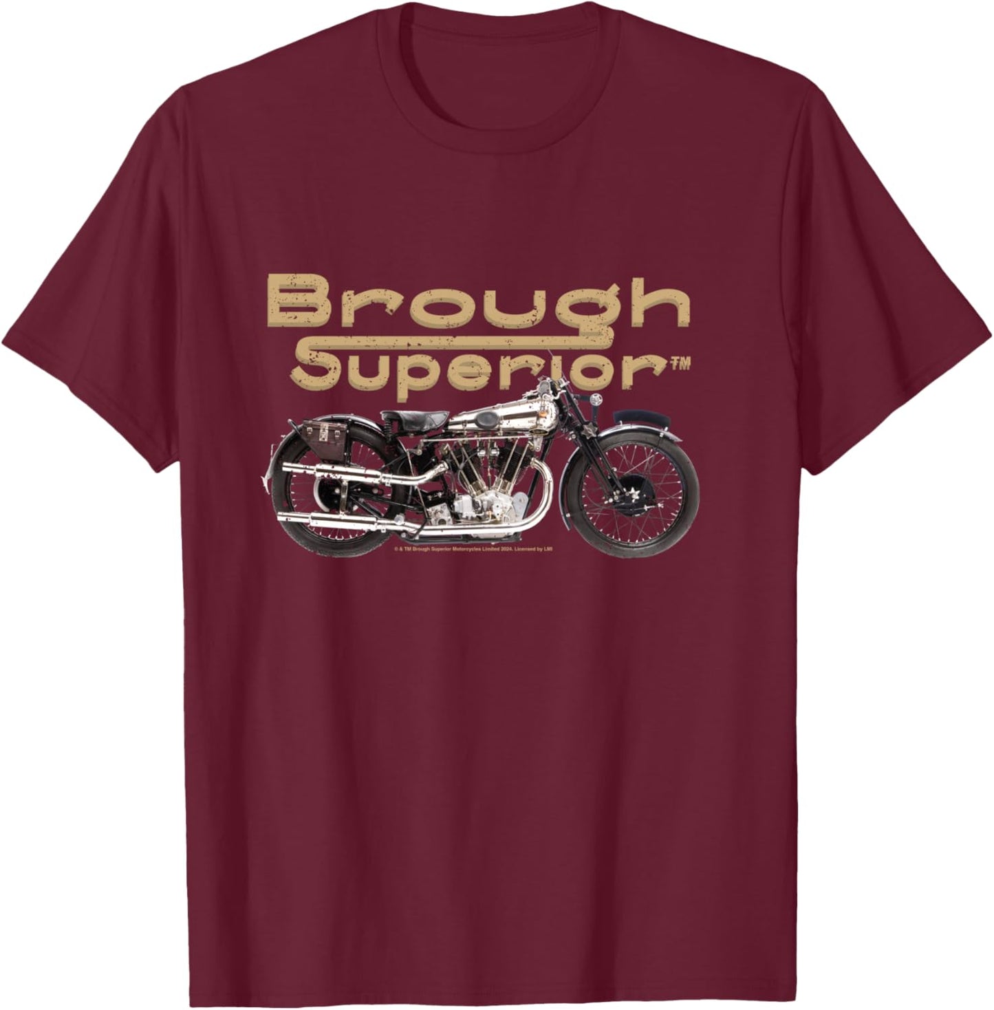 Brough Superior Logo with motorcycle photo T-Shirt - T-Shirt | Maroon