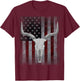 Bull Skull American Flag Cow Skull Western Graphic Wild West T-Shirt - T-Shirt | Maroon