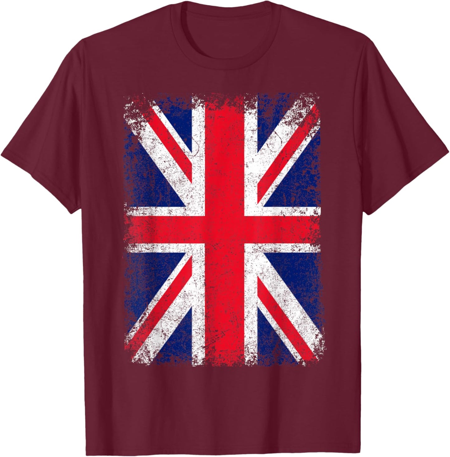 Union Jack Flag United Kingdom Great Britain England T-Shirt - T-Shirt | Maroon