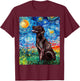 Chocolate Labrador Starry Night Brown Lab Dog Art by Aja T-Shirt - T-Shirt | Maroon
