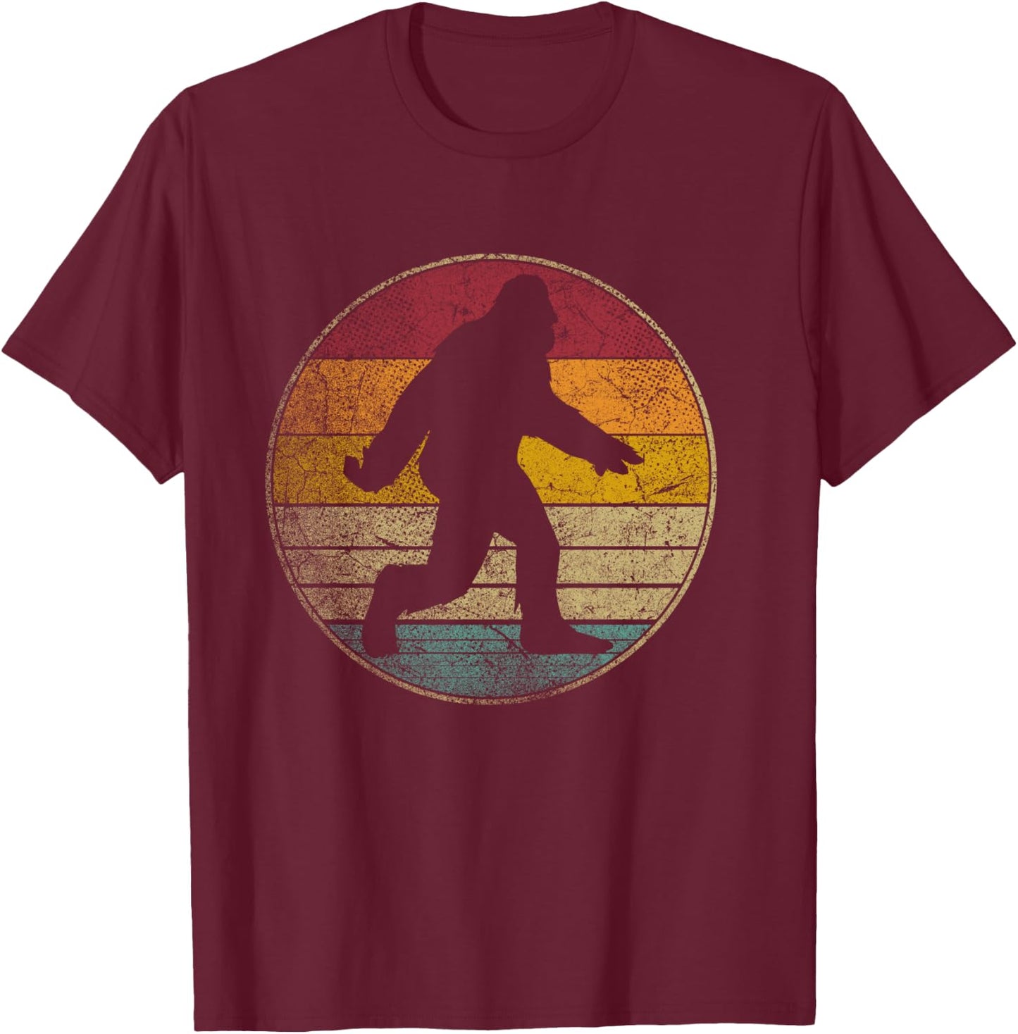 Bigfoot Sasquatch Vintage Distressed Retro Style Gift T-Shirt - T-Shirt | Maroon