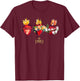 Three Sacred Hearts of Jesus Mary Joseph JMJ Catholic T-Shirt - T-Shirt | Maroon
