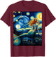 Mermaid Under Starry Night Sky Art Graphic Christmas T-Shirt - T-Shirt | Maroon