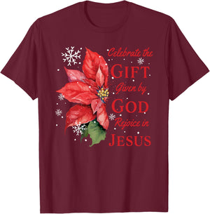 Celebrate Jesus Birth Christian Christmas T-Shirt - T-Shirt | Maroon