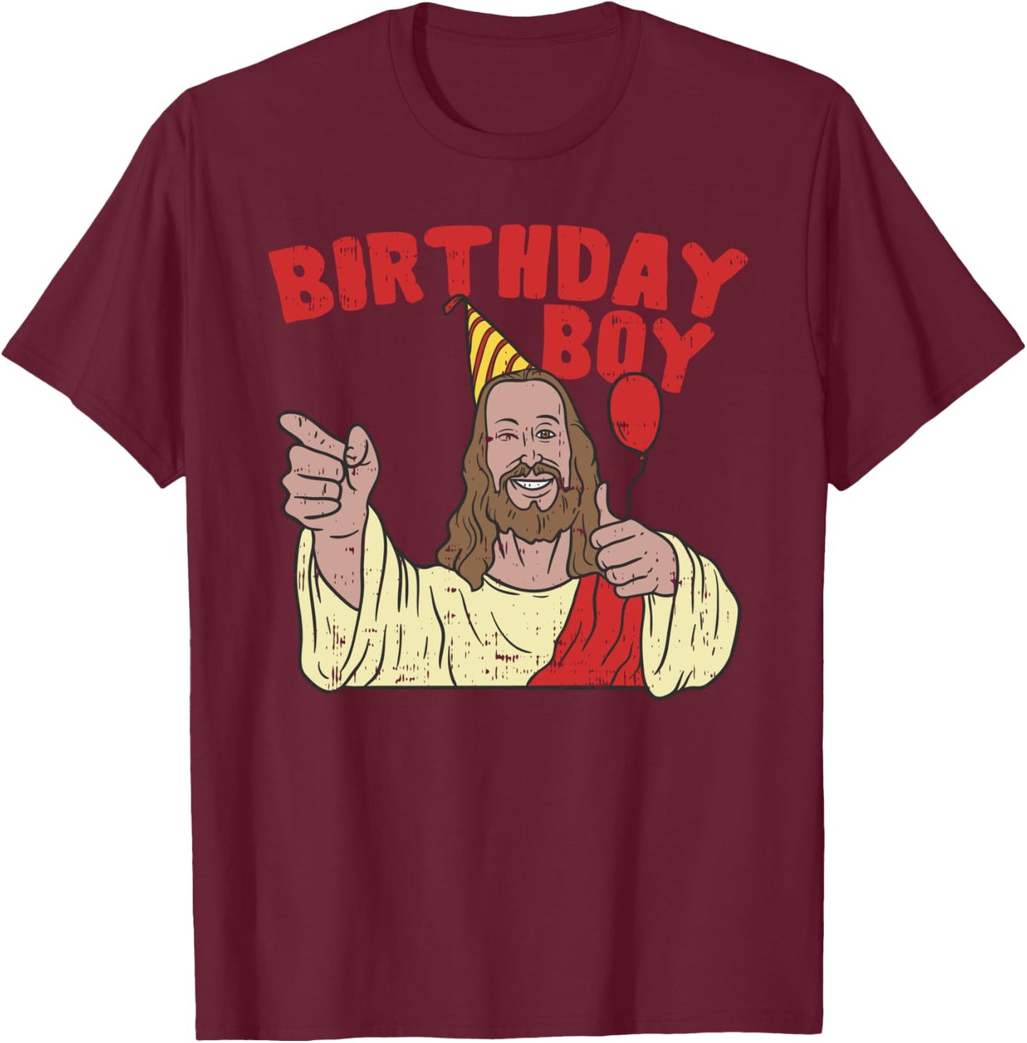 Christmas Birthday Boy Funny Jesus Religion Christian Gift T-Shirt - T-Shirt | Maroon