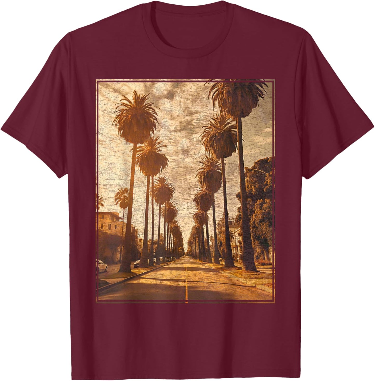 Palm Tree - California T-Shirt - T-Shirt | Maroon