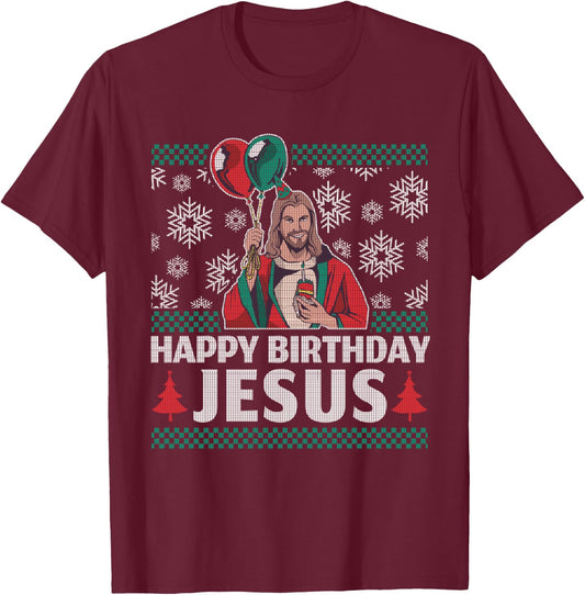 Happy Birthday Jesus T-Shirt - T-Shirt | Maroon