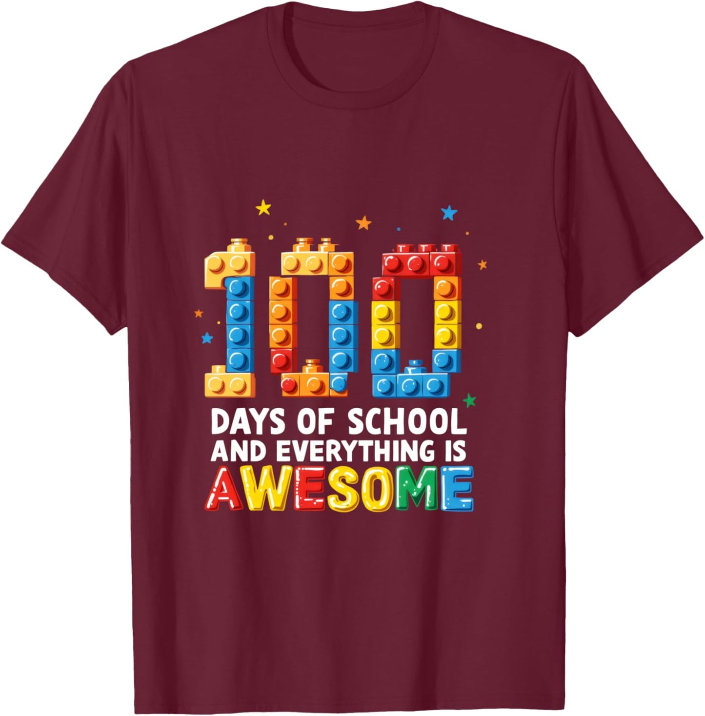 100th Day Of School Childrens Funny T-Shirt - T-Shirt | Maroon