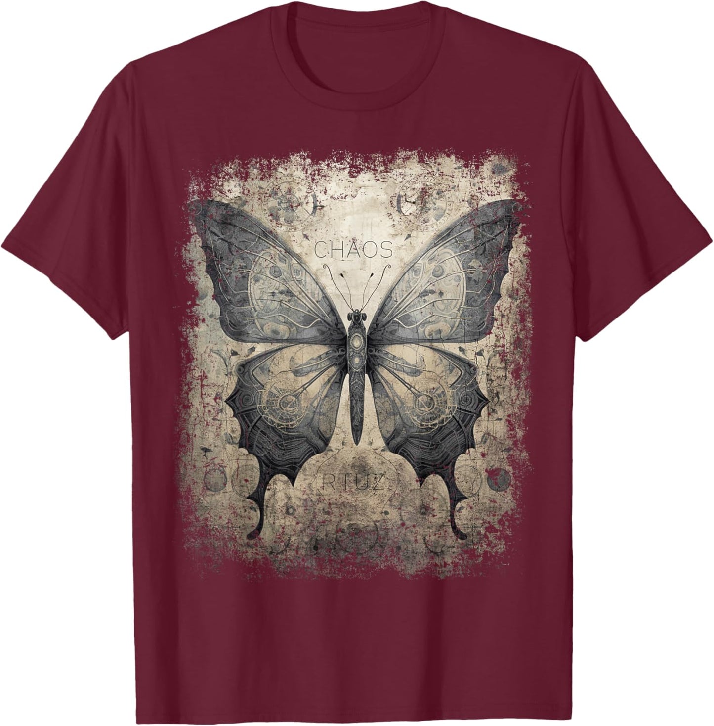 Butterfly Mode Hip Hop Fashion Damen Herren Schmetterling T-Shirt - T-Shirt | Maroon