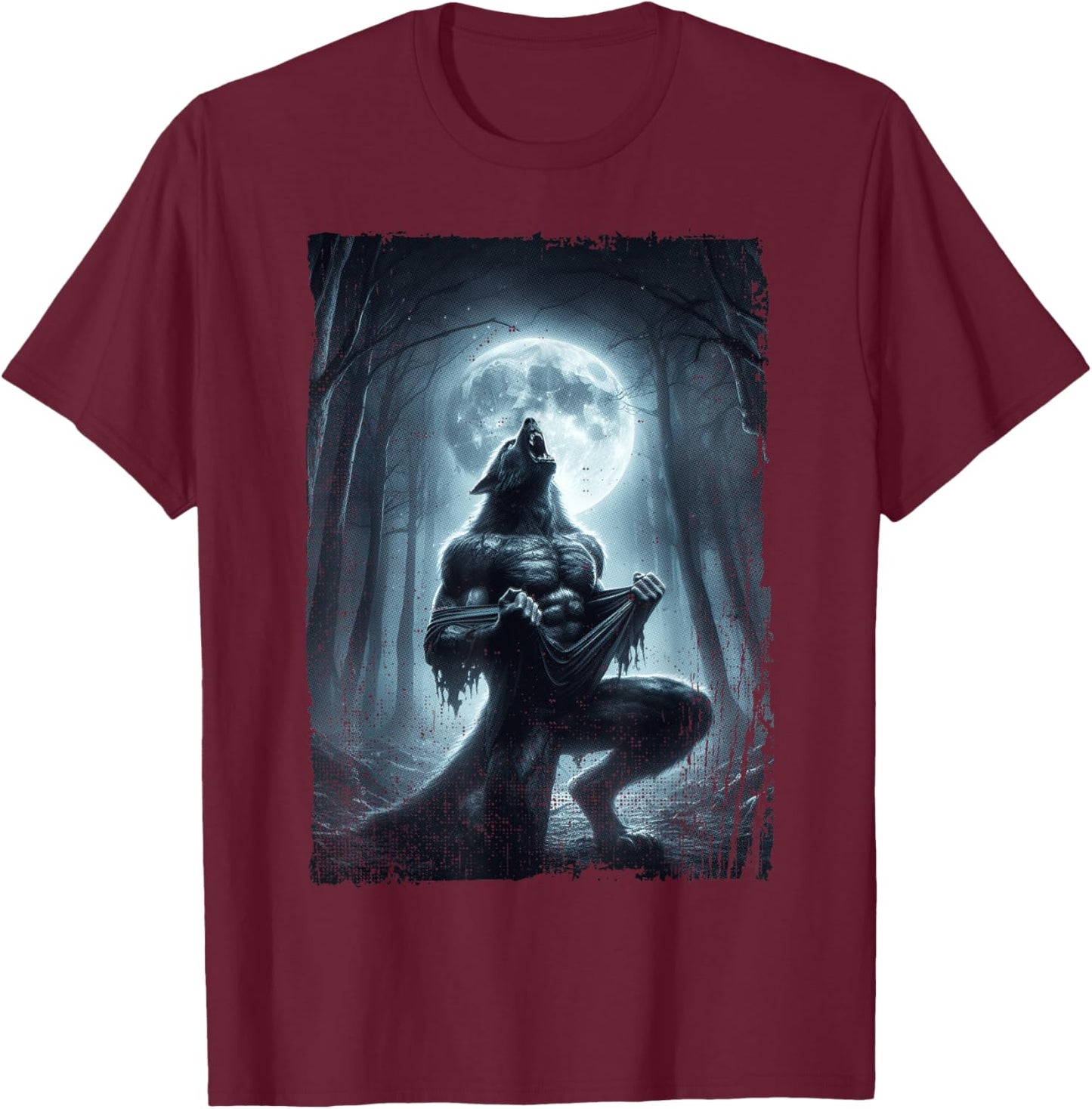 Werewolf Ripping Meme Wolf Howling Wolves Lover T-Shirt - T-Shirt | Maroon