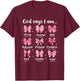 God Says I Am Coquette Bow Christian Jesus Coquette Bible T-Shirt - T-Shirt | Maroon