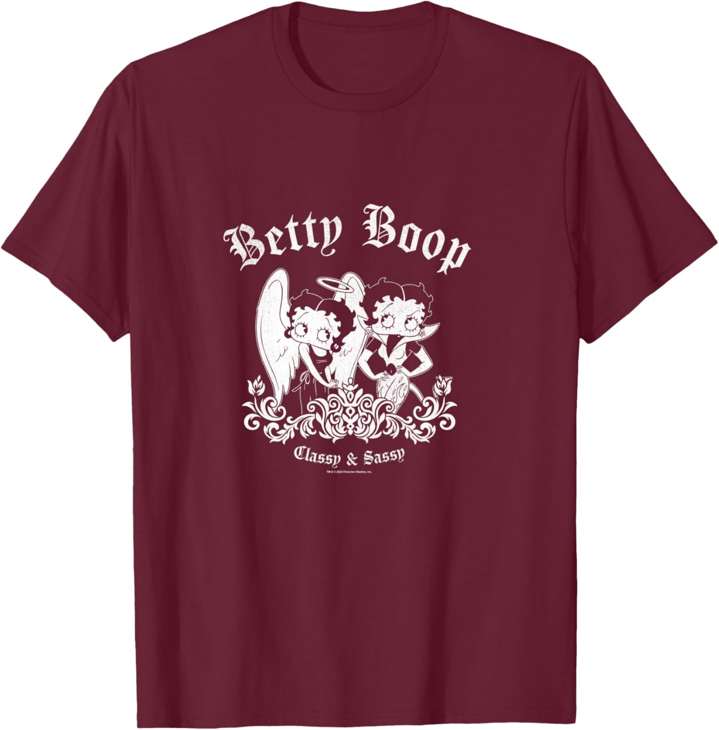 Betty Boop Classy & Sassy Angel & Demon Vintage Logo T-Shirt - T-Shirt | Maroon