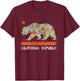 California Republic State Bear Star Poppy Flower LA Cali T-Shirt - T-Shirt | Maroon