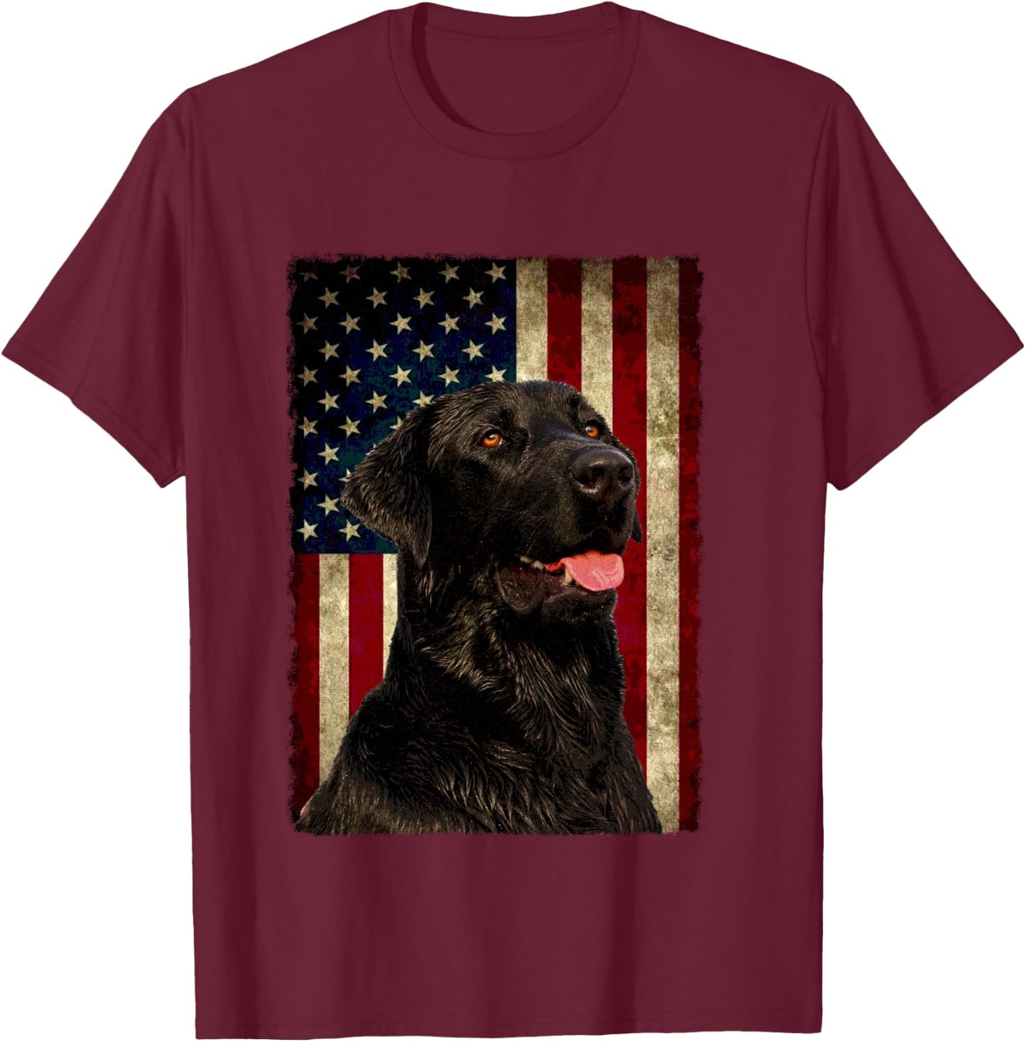 Black Labrador Lab Shirt Gift USA Flag Lab Owner T-Shirt - T-Shirt | Maroon
