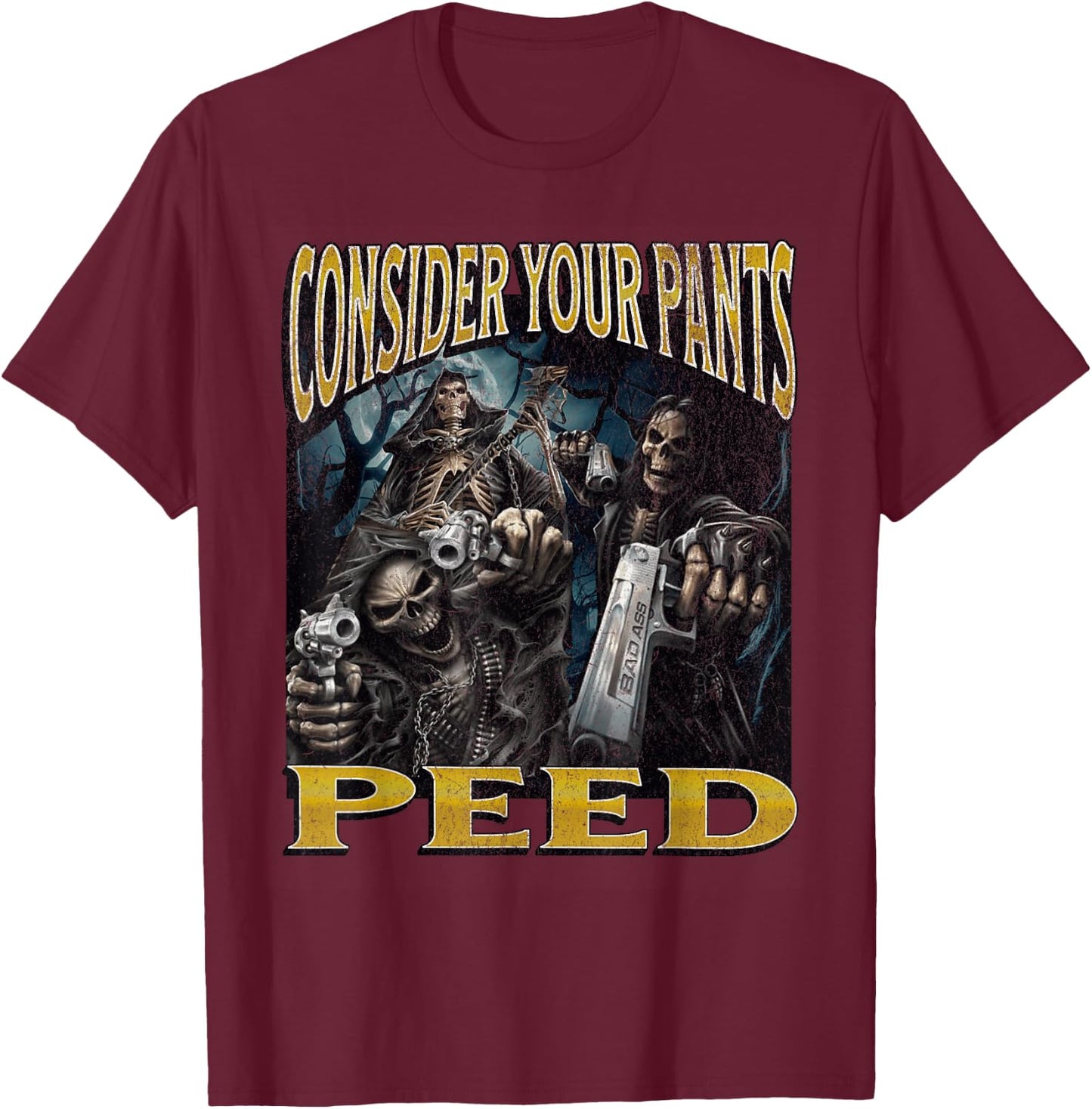 MildlyPerturbed -Adults Skeleton Meme , Black, X-Small, Short Sleeves T-Shirt - T-Shirt | Maroon
