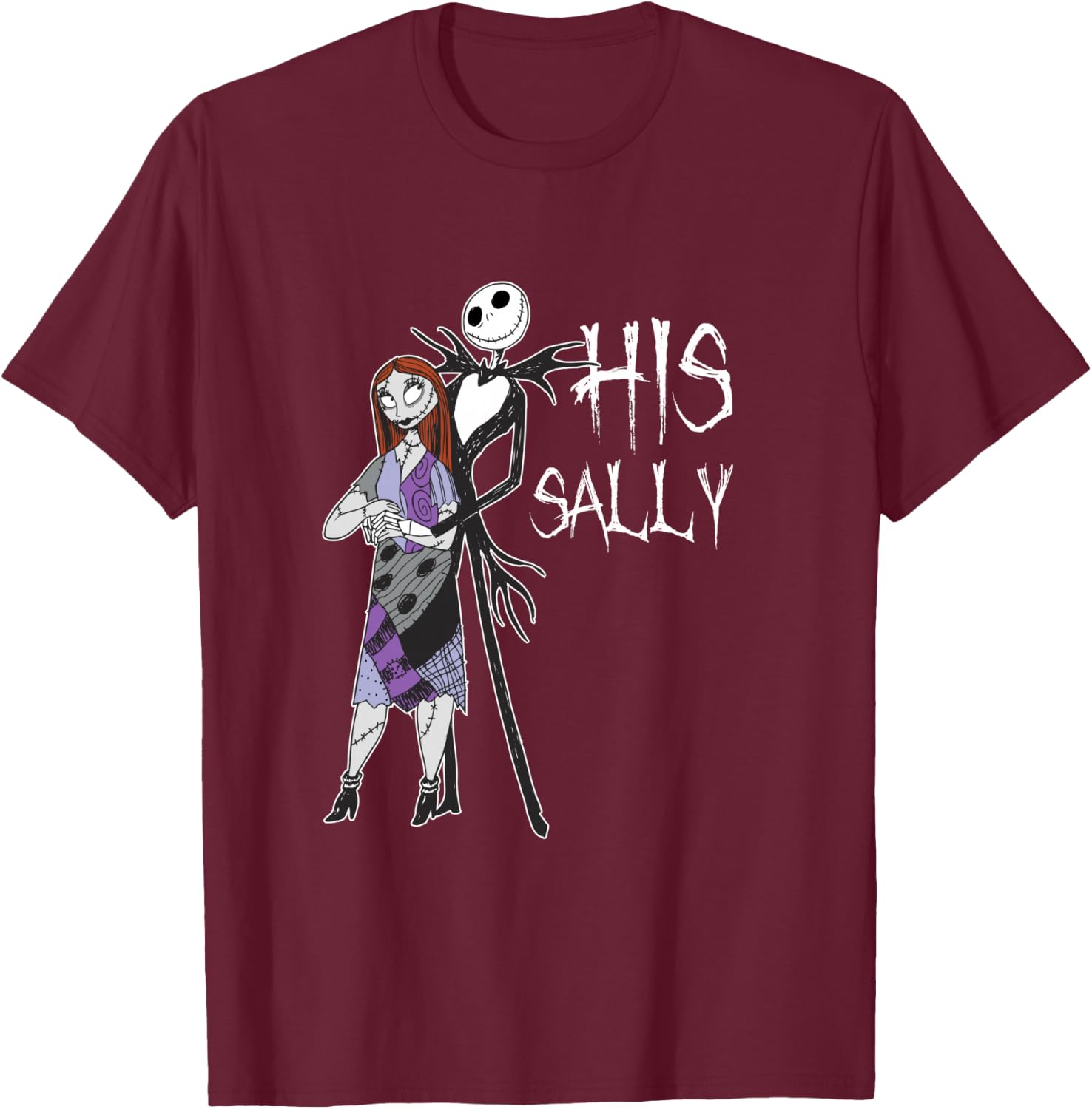 Disney The Nightmare Before Christmas His Sally T-Shirt - T-Shirt | Maroon