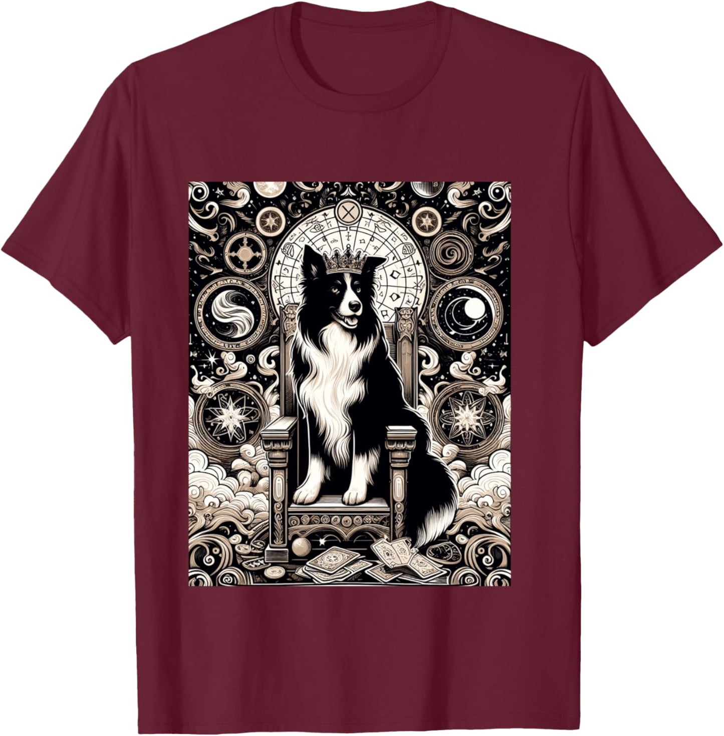 Border Collie tarot card T-Shirt - T-Shirt | Maroon