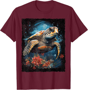 Sea Turtle Christmas T-Shirt - T-Shirt | Maroon