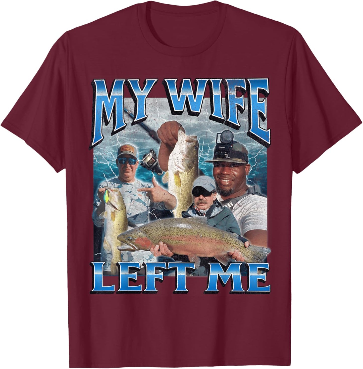 MildlyPerturbed -Adults & Kids Fishing Graphic - Black, Small T-Shirt - T-Shirt | Maroon