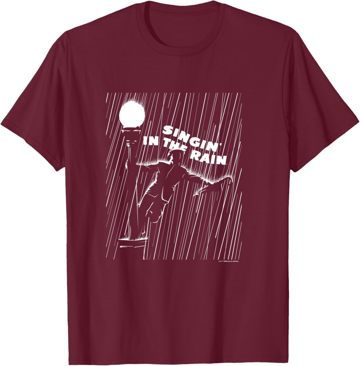 WB100 Singin' in the Rain Classic Movie Poster T-Shirt - T-Shirt | Maroon