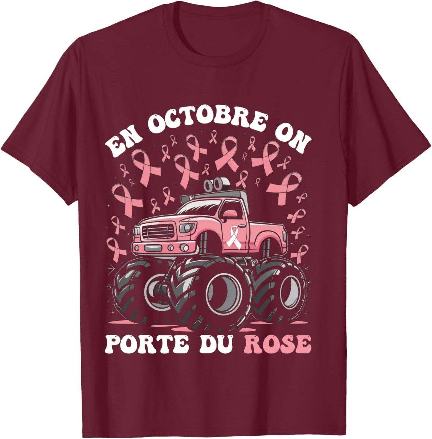 In October We Wear Pink Breast Cancer October Pink , Black, S T-Shirt - T-Shirt | Maroon