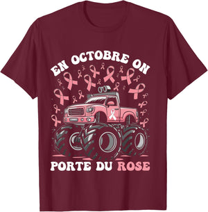 In October We Wear Pink Breast Cancer October Pink , Black, S T-Shirt - T-Shirt | Maroon