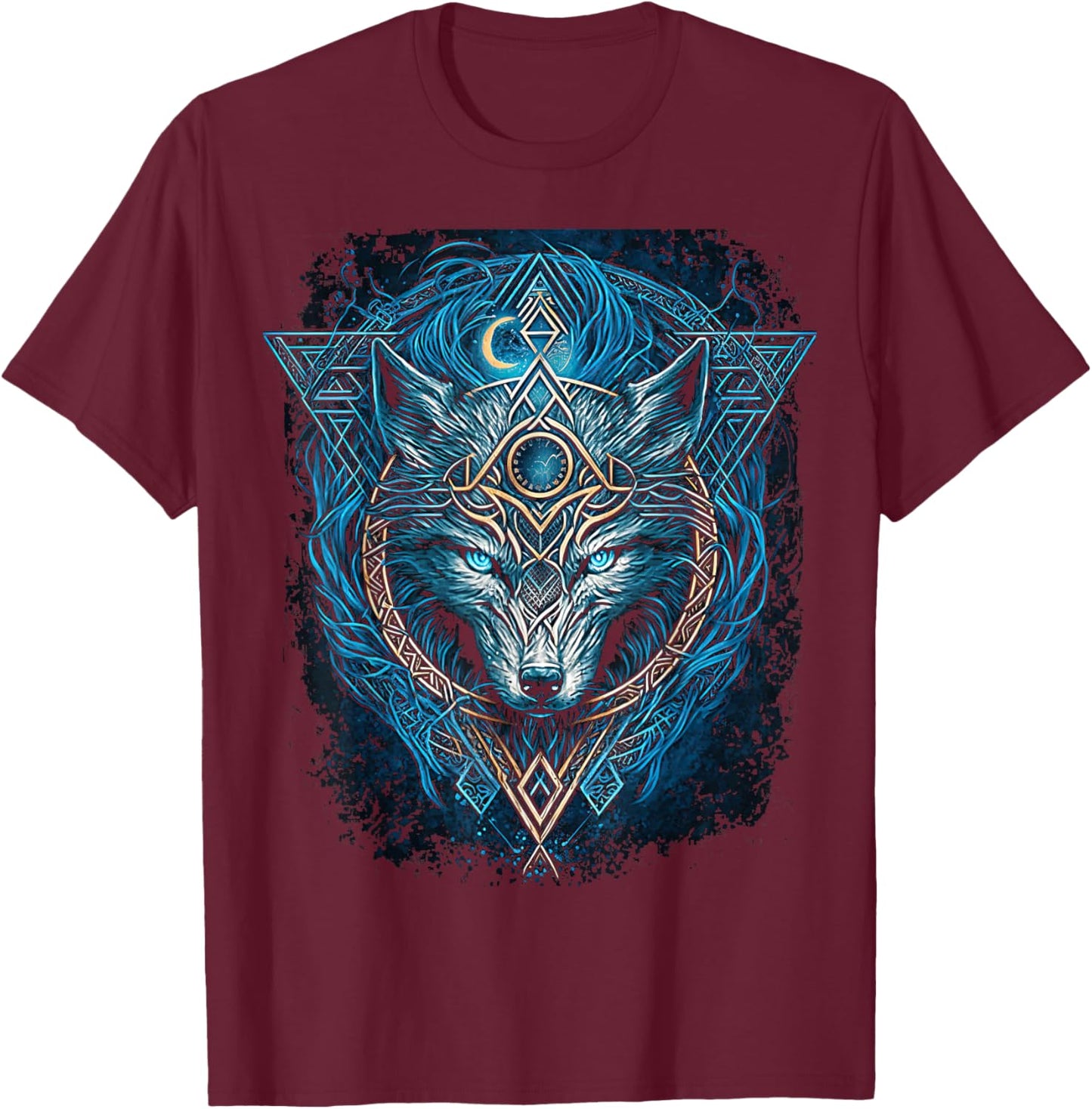 Odins Wolf Viking Norse Runes Nordmann Mythology T-Shirt - T-Shirt | Maroon