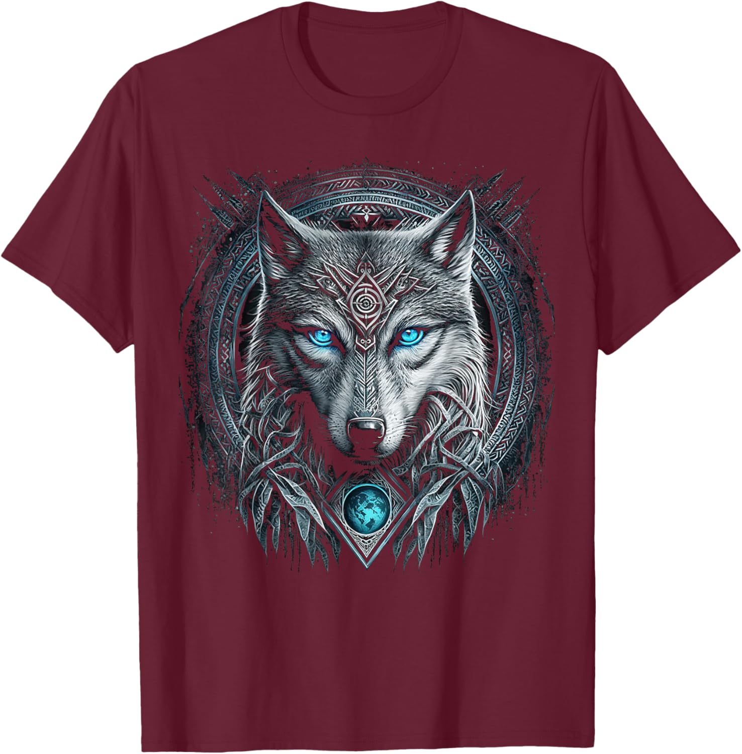 Odins Wolf Viking Norse Runes Nordmann Mythology T-Shirt - T-Shirt | Maroon
