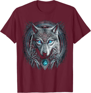 Odins Wolf Viking Norse Runes Nordmann Mythology T-Shirt - T-Shirt | Maroon