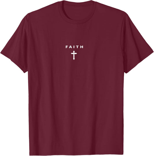 Christian Minimalist Religious Christ Faith and Cross T-Shirt - T-Shirt | Maroon