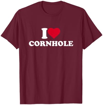 I Love Heart Cornhole Lover Player Corn Hole T-Shirt - T-Shirt | Maroon
