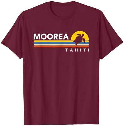 Moorea Tahiti Turtle Vintage Retro Souvenirs T-Shirt - T-Shirt | Maroon