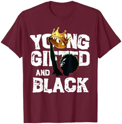 Young Gifted And Black History Month Kids Crown Young King T-Shirt - T-Shirt | Maroon