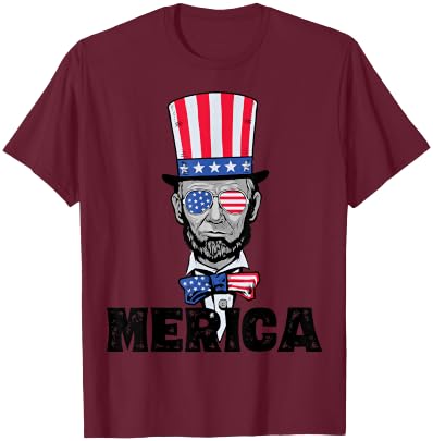 4th of July Abe Lincoln Merica BZR Funny Kids T-Shirt - T-Shirt | Maroon
