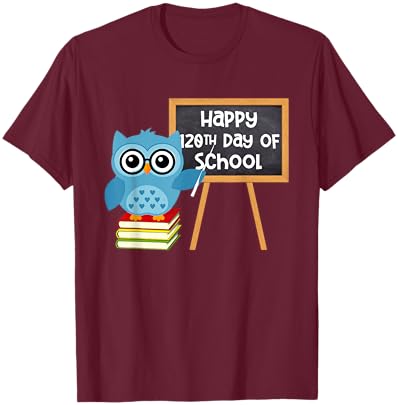 Happy 120th Day Of School Owl Teacher 120 Days Of School Women Kids T-Shirt - T-Shirt | Maroon