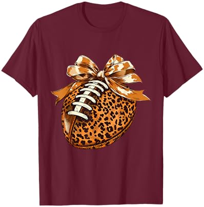 Cute Football Coquette Bow Cute Football Mom T-Shirt - T-Shirt | Maroon