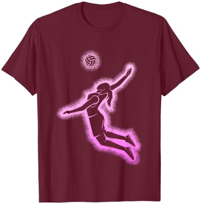 Volleyball Mädchen Damen Schwarz S V-Ausschnitt Kurzarm Klassisch Pull-On 1 Count T-Shirt - T-Shirt | Maroon