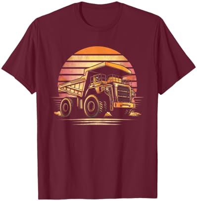 Retro Mining Truck - Mining Truck Driver Mechanic Engineer T-Shirt - T-Shirt | Maroon