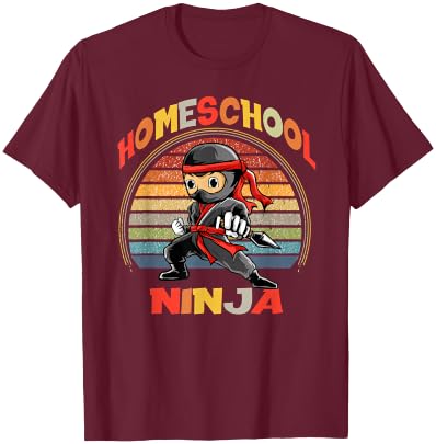 XMP Homeschool Apparel Little Homeschool Ninja - Men's Black Cotton Polyester Short Sleeve - Small T-Shirt - T-Shirt | Maroon
