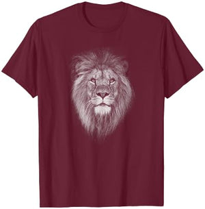 Lion Face Cool Zoo Animal Head Wildlife Africa T-Shirt - T-Shirt | Maroon