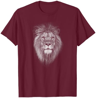 Lion Face Cool Zoo Animal Head Wildlife Africa T-Shirt - T-Shirt | Maroon