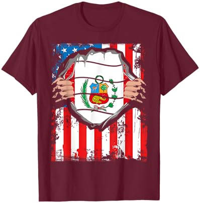 Peruvian American Grown Patriot Peru Flag from USA T-Shirt - T-Shirt | Maroon