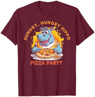 Hungry Hungry Hippo Pizza Party T-Shirt - T-Shirt | Maroon